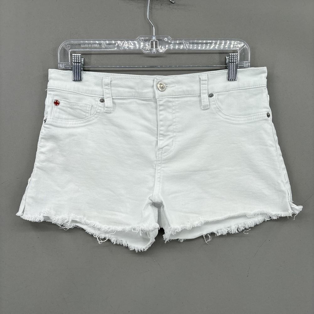 Hudson Gracie Shorts Womens 28 White‎ Midrise Denim Cutoff Frayed Raw Hem Summer